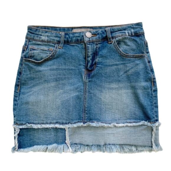 2Sable by Black Label Skirt Distressed Frayed Hem Denim Jean Mini Skirt Small - Picture 1 of 11